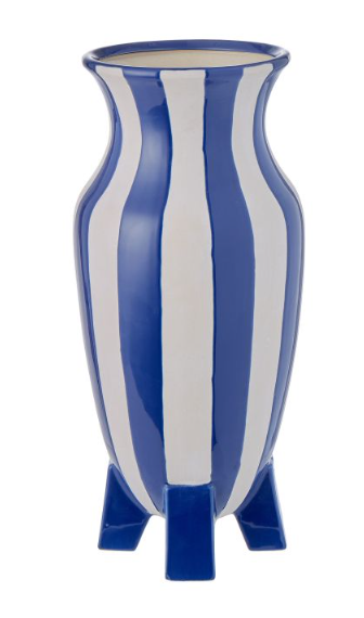 Blue and white stripe footed vessel - Large