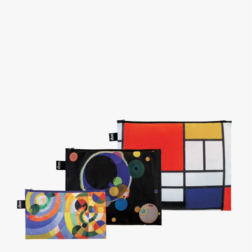 LOQI Delaunay Kandinsky & Mondrian Zip Pockets - Set of 3