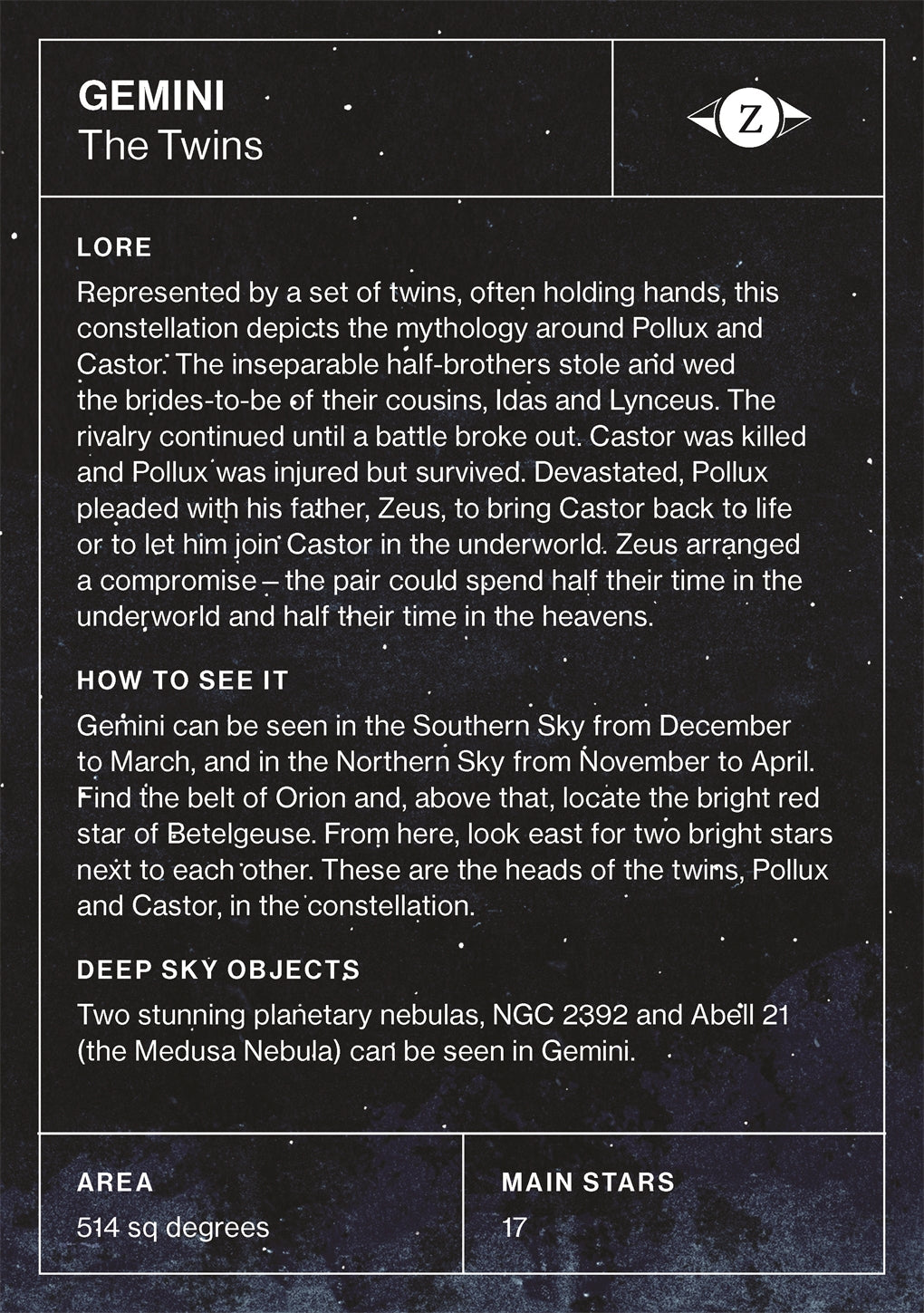 Deck of stars