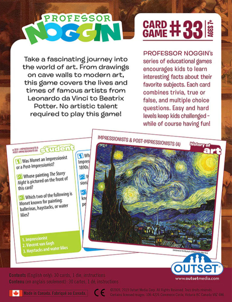 Professor Noggin's History of Art card game