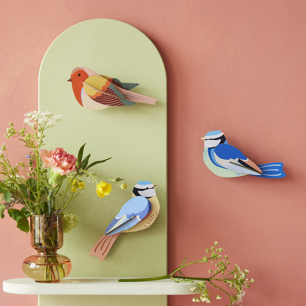 Studio Roof wall art - Garden birds (B6) Blue Tits