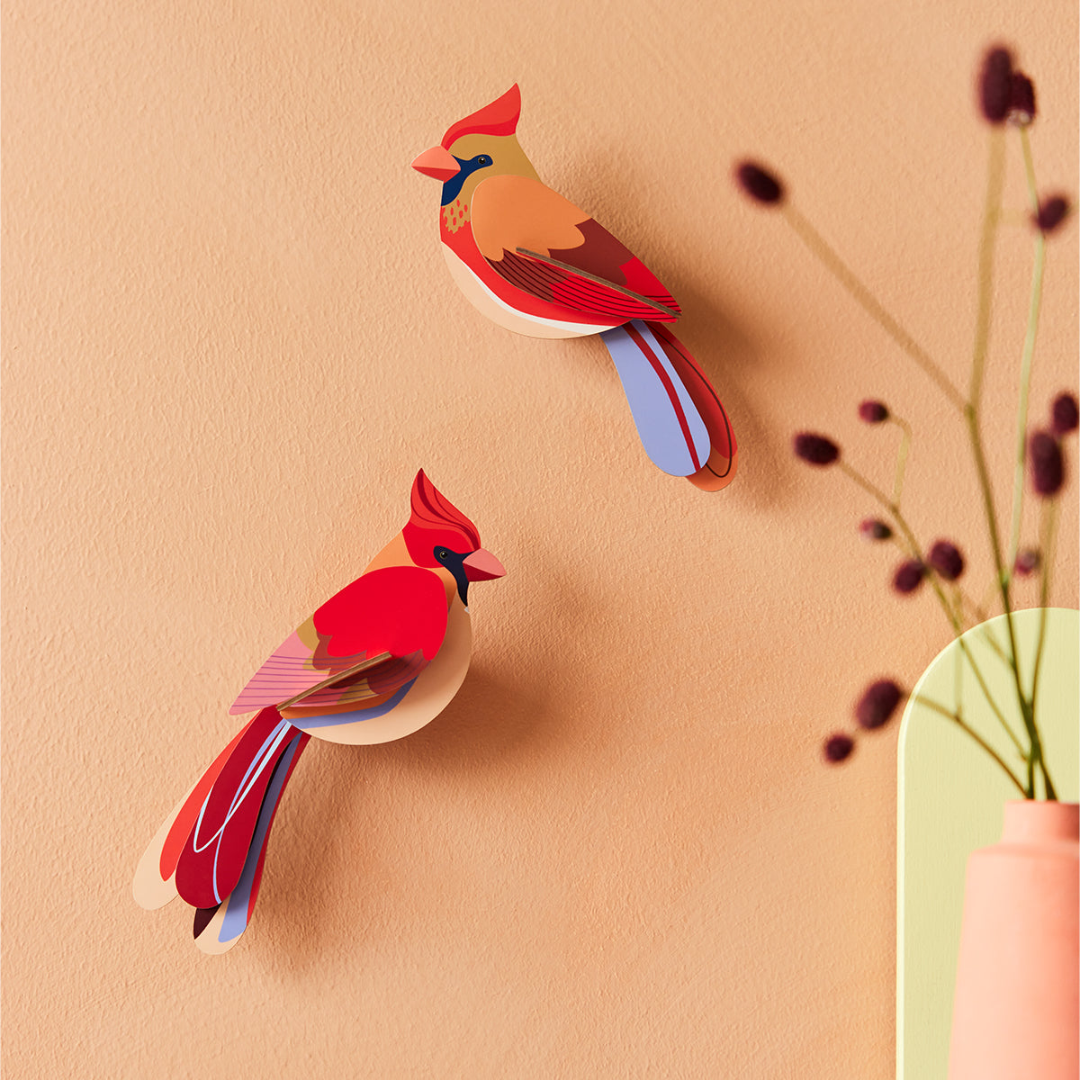 Studio Roof wall art - Garden birds (B6) Cardinals