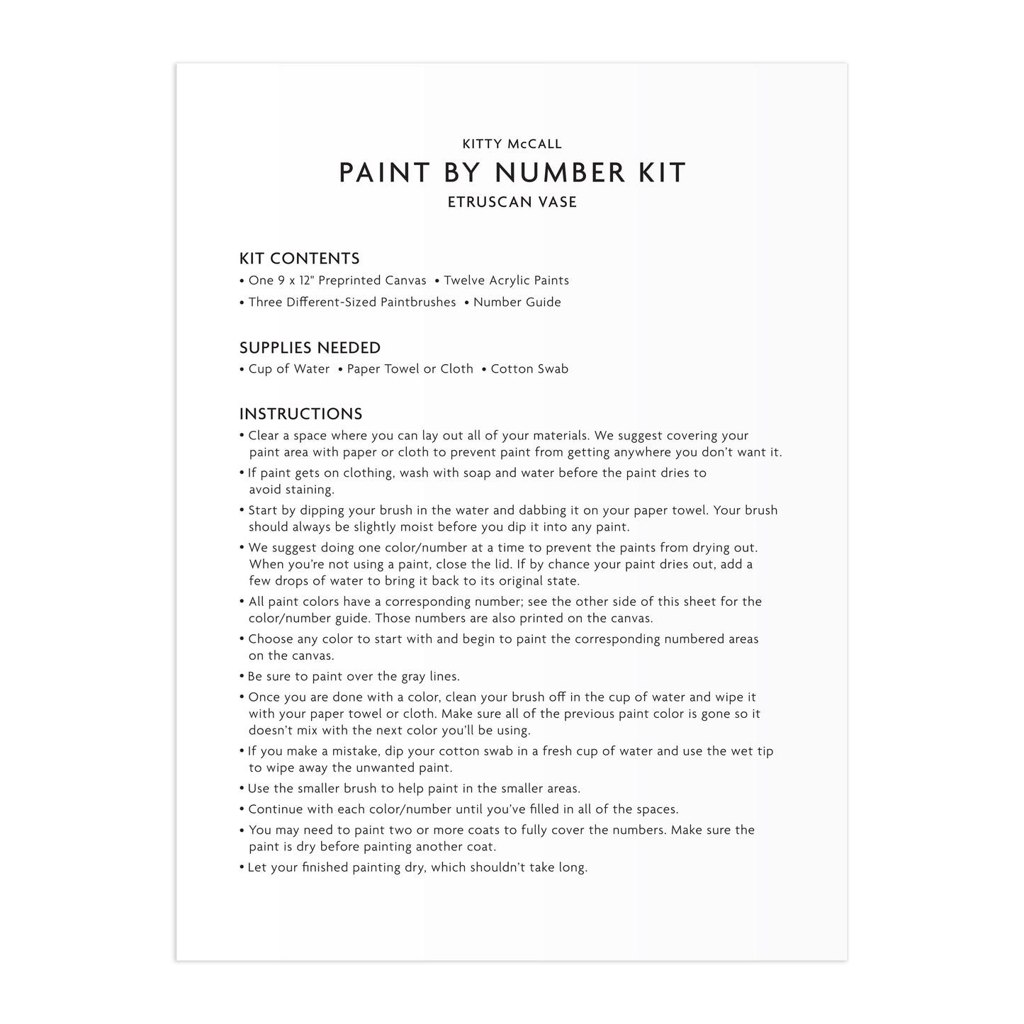 Etruscan Vase Paint by Number Kit
