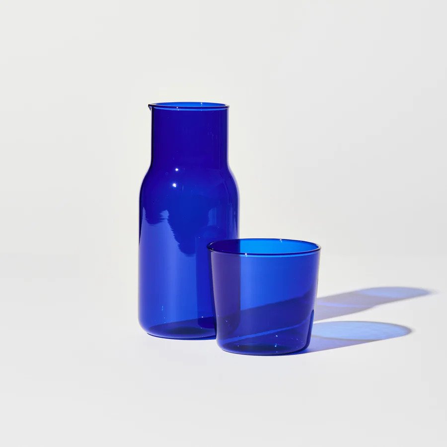 CARAFE AND CUP SET IN DARK BLUE