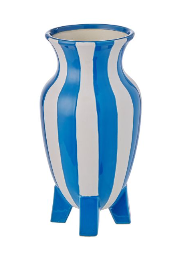 Light Blue and white stripe footed vessel - Medium