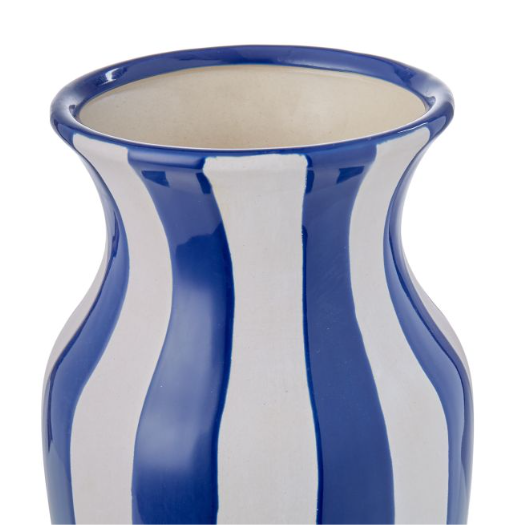 Blue and white stripe footed vessel - Large