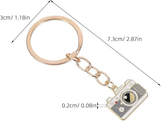 Retro camera gold keychain
