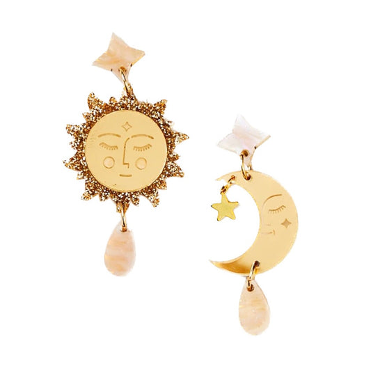 Martha Jean - Luna + Stellar gold earrings