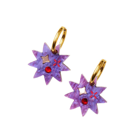 Martha Jean - Day Star purple earrings