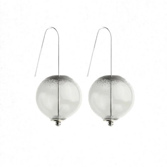 beuy - Small globe glass earrings- Chrome