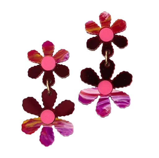 Martha Jean - Twin daisy chain earrings