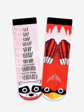 Pals Socks - Racoon & Cardinal