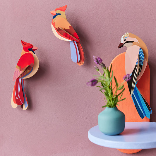 Studio Roof wall art - Garden birds (B6) Cardinals
