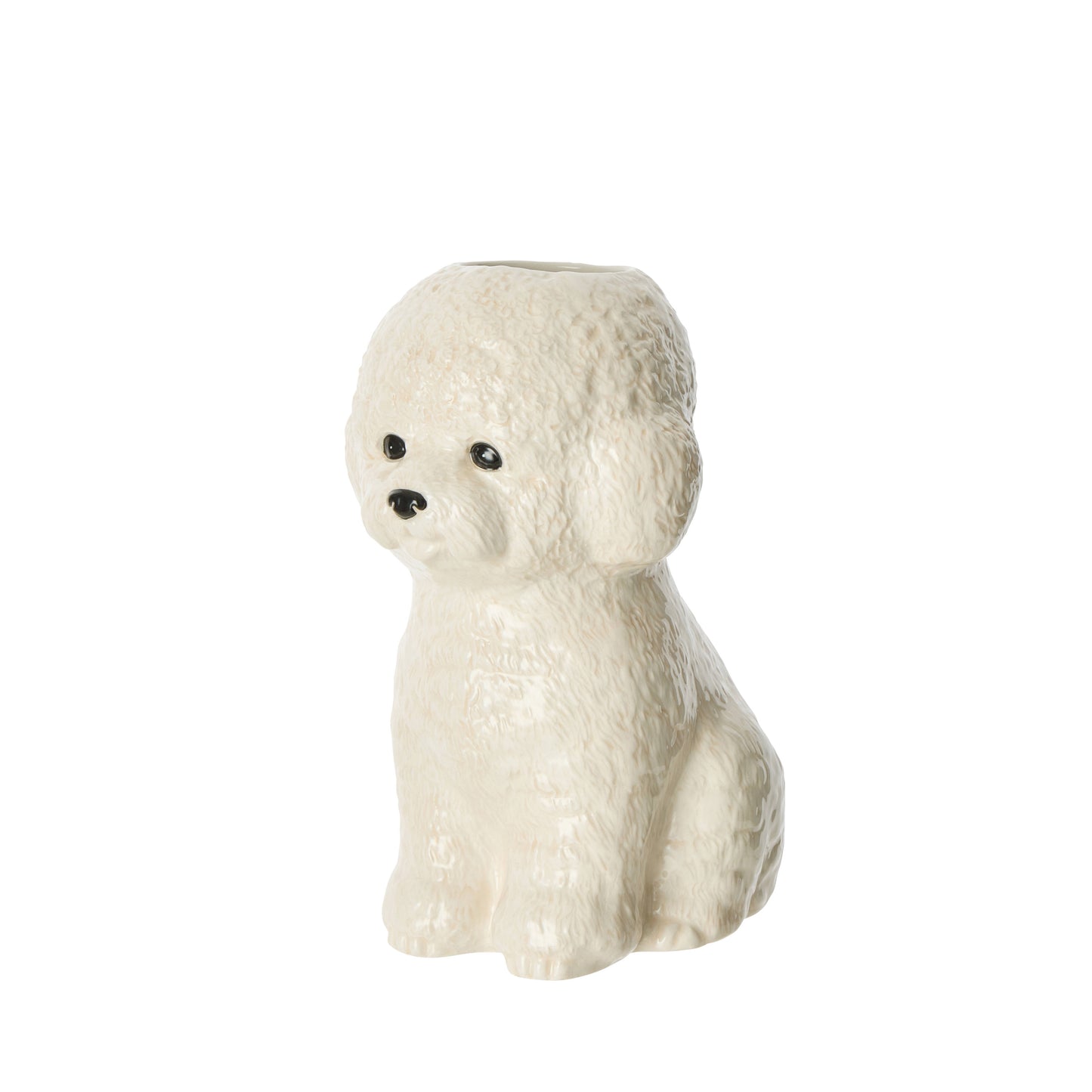 White ceramic Bichon Frise dog vase