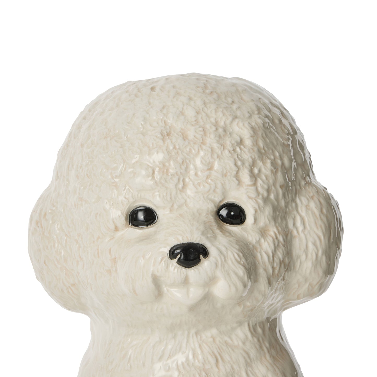 White ceramic Bichon Frise dog vase