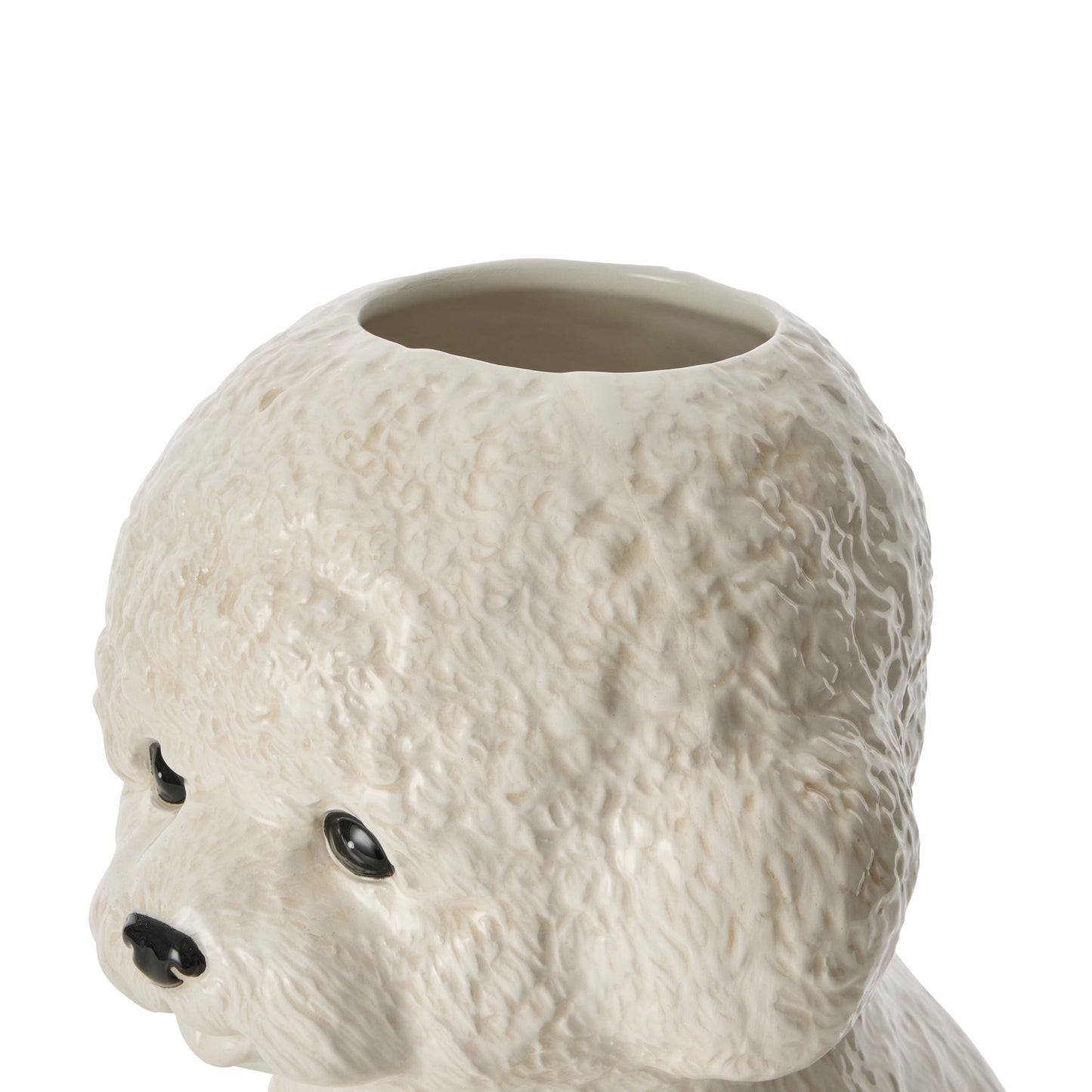 White ceramic Bichon Frise dog vase