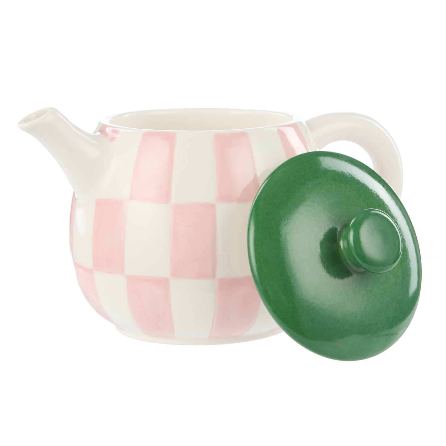 Check Teapot Pink & Green