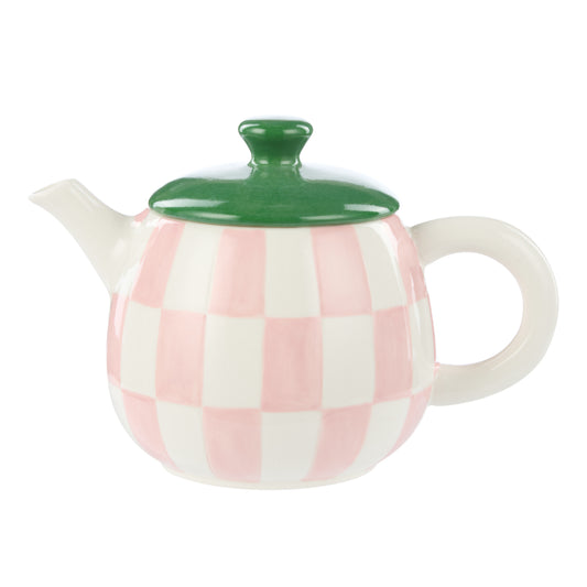 Check Teapot Pink & Green