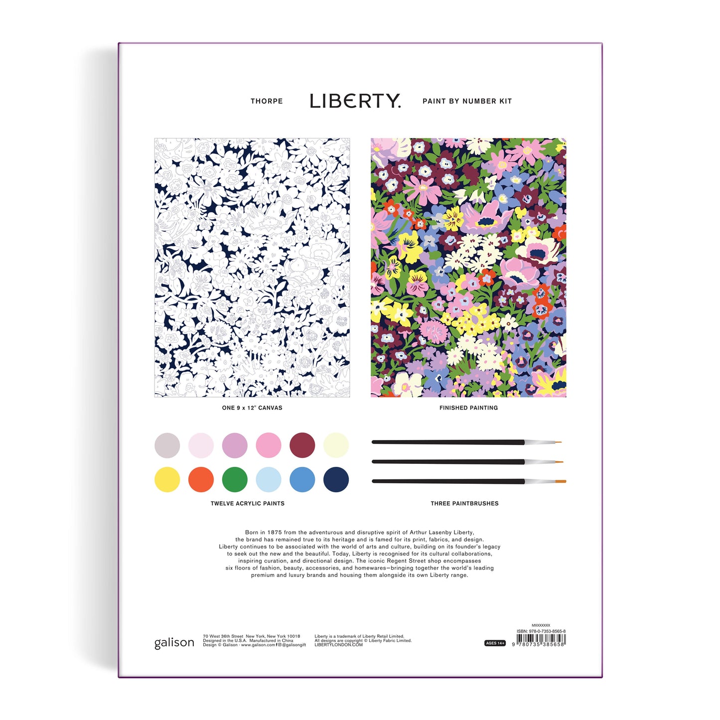 Liberty Floral paint by numbers kit