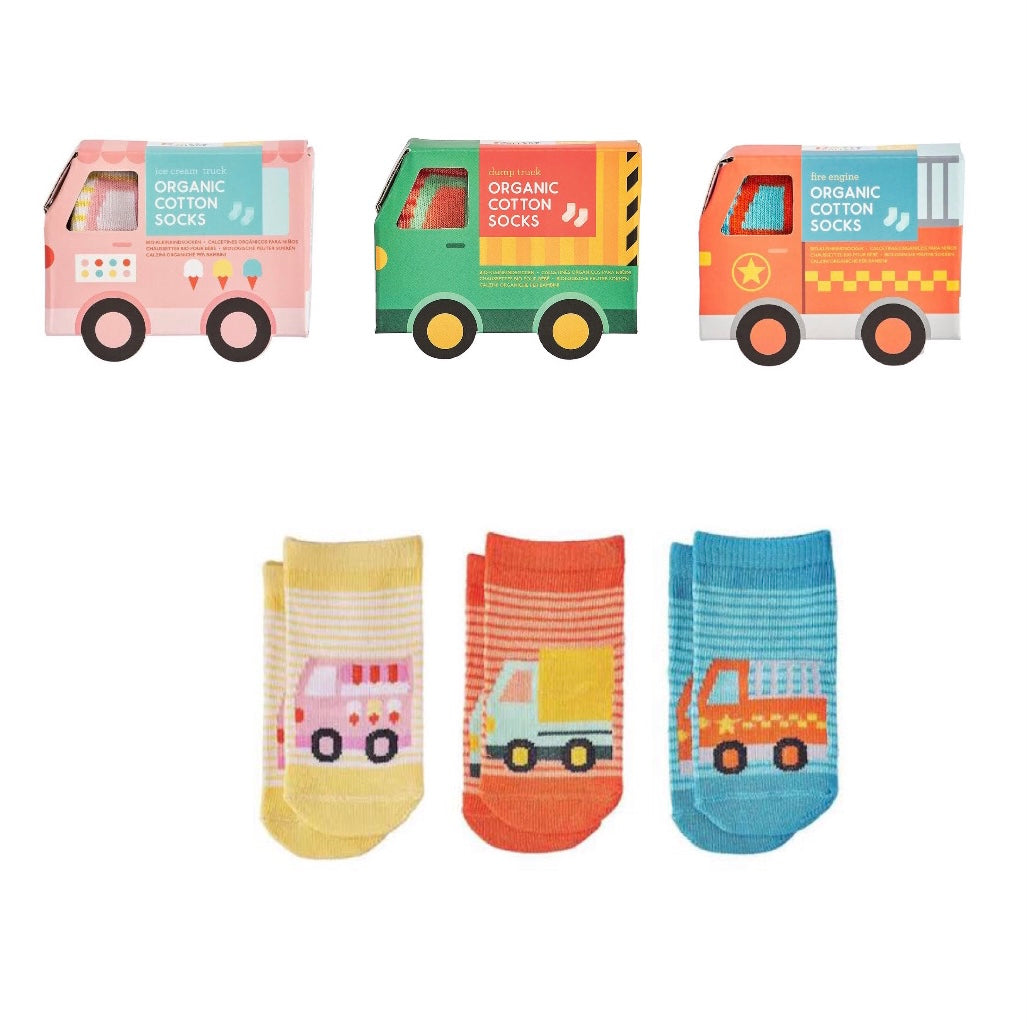 Organic toddler socks trucks