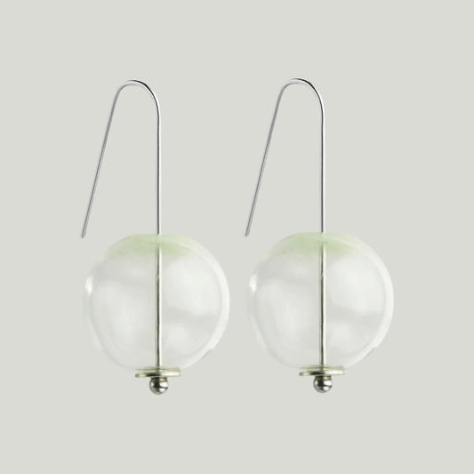 beuy  - Small globe glass earrings- Pale Green Mist