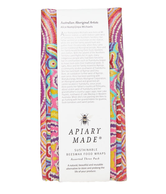 Apiary Made - Australian Aboriginal Artists Assorted Three Pack Beeswax Wraps